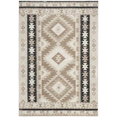 HomeRoots Geometric Bohemian Rectangle Area Rug - 108.00 in. x 79.00 in. x 0.25 in.
