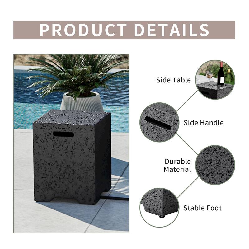 COSIEST Concrete Outdoor Propane Tank Cover Table
