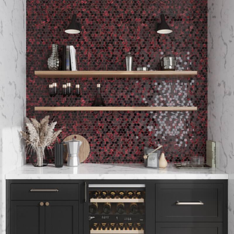 Apollo tile 11" x 11" Nirvana Glossy Matte Berry Red Glass Tile (4.43 sq ft/case) - 5 Pack