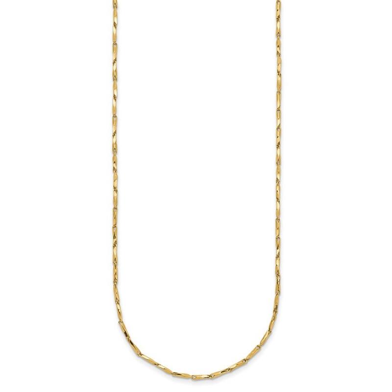 Curata 14k Yellow Gold Polished Twisted Bar Link Necklace, 17"