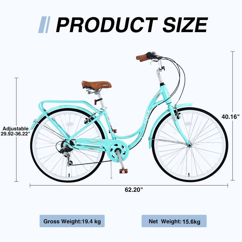 Ladies' Bicycle - Steel Frame, 7 Speeds, Multiple Colors - 24