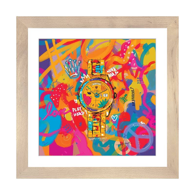 iCanvas "Rolex Friday - Hustle Hard (Square)" by NUWARHOL - Natural - 16x16x1