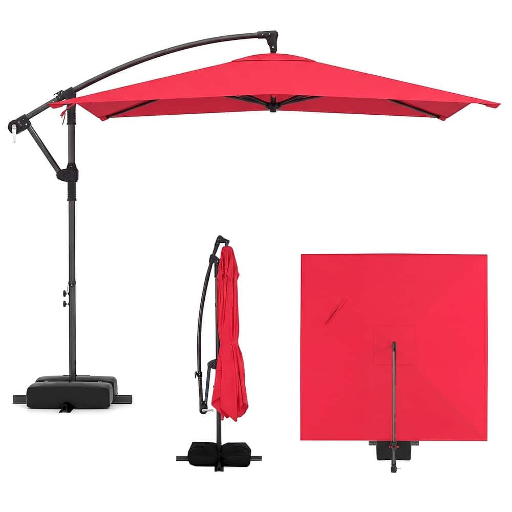 Gymax 8 x 8 FT Offset Cantilever Patio UmbrellaSquare Hanging Outdoor