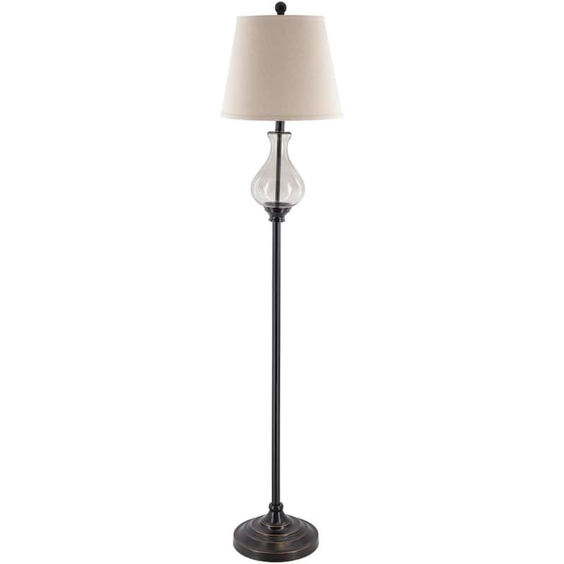 Morty Traditional Glass & Metal Floor Lamp - 60.75"H x 13"W x 13"D