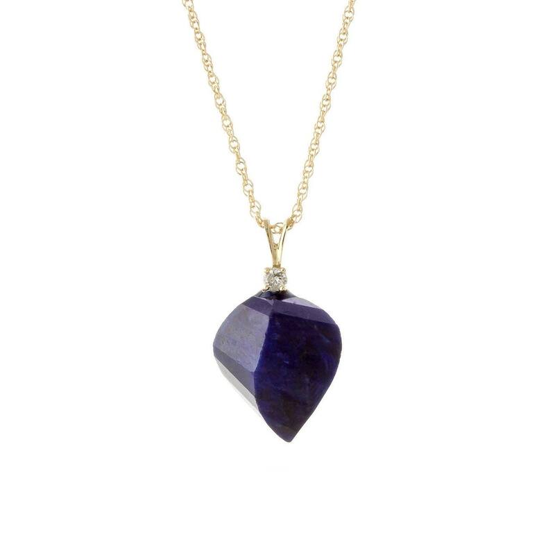 15.3 Carat 14K Solid Gold Necklace Diamond Twisted Briolette Sapphire