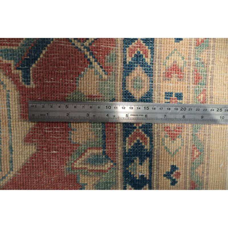 Hand Knotted Oriental 100% Wool Carpet Traditional Floral Beige & Ivories Kazak Area Rug - 11' 11'' X 8' 10''