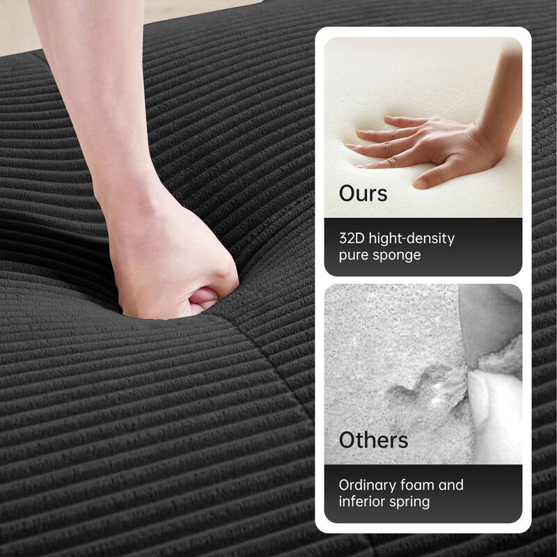 Sectional Sofa Couch Modular Sofa Couch for Living Room, Rustic Loveseat 2-Seater Sofa Couch Black Settee