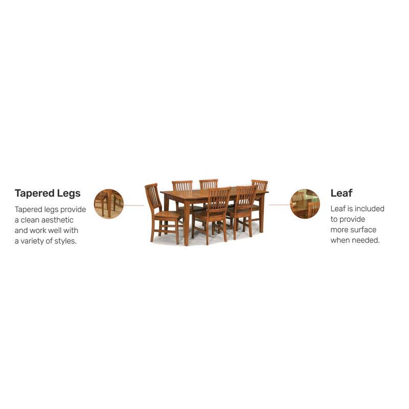 Arts & Crafts 7-piece Rectangular Dining Set with Extension Leaf by Homestyles