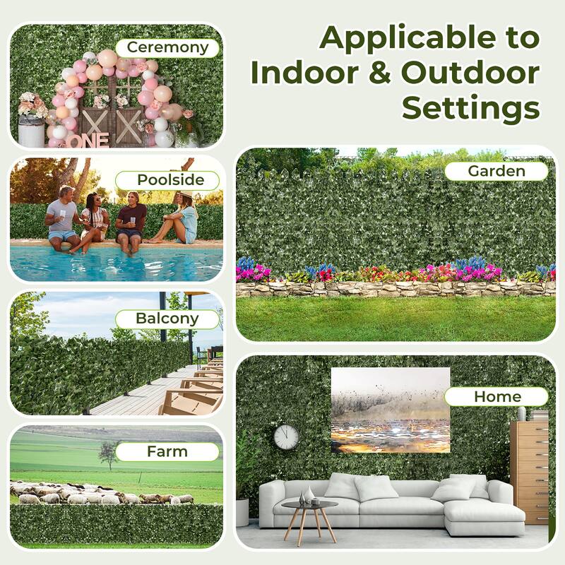 Gymax 120'' x 40'' Artificial Ivy Privacy Fence Faux Ivy Vines