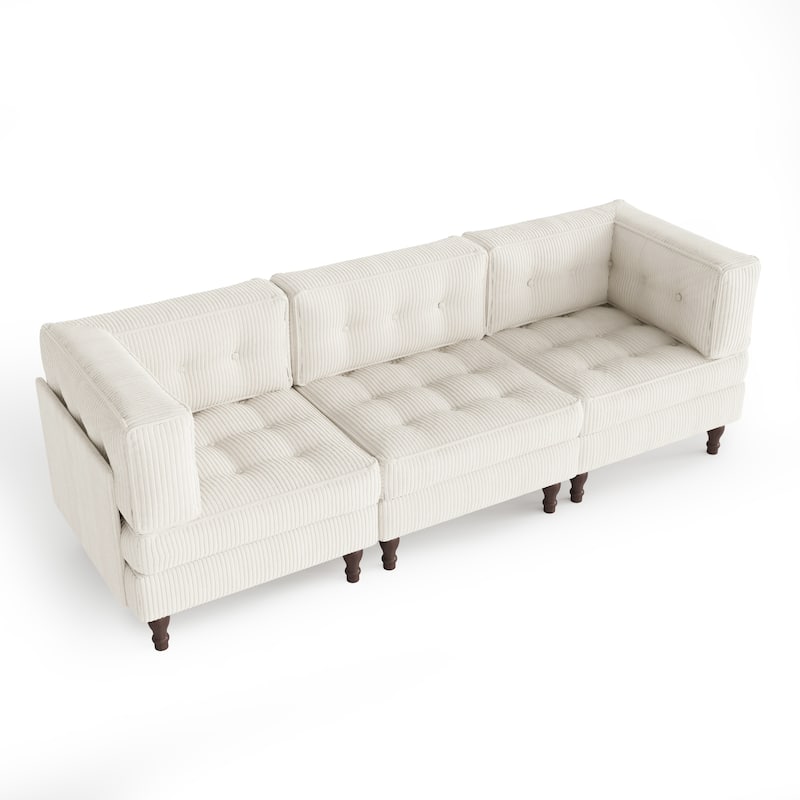 Oversized Modular Sectional Corduroy Fabric Tufted Sofa