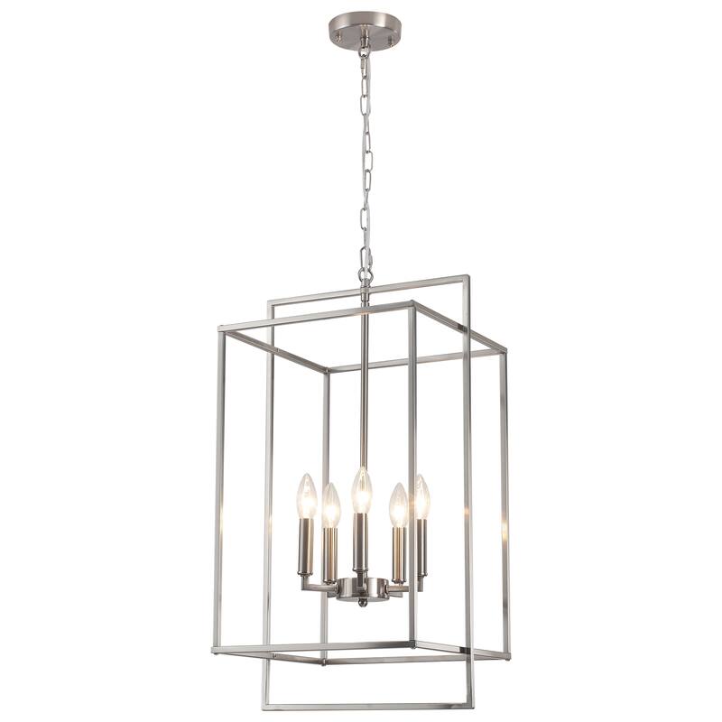 5-Light Candlestick Cage Hanging Linear Chandelier Lighting Island Chandelier for Kitchen Island