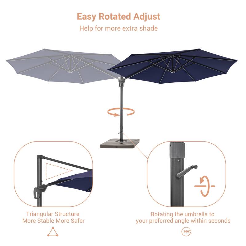 LIVOOSUN 11ft Patio Offset Umbrella Cantilever Umbrella with Base