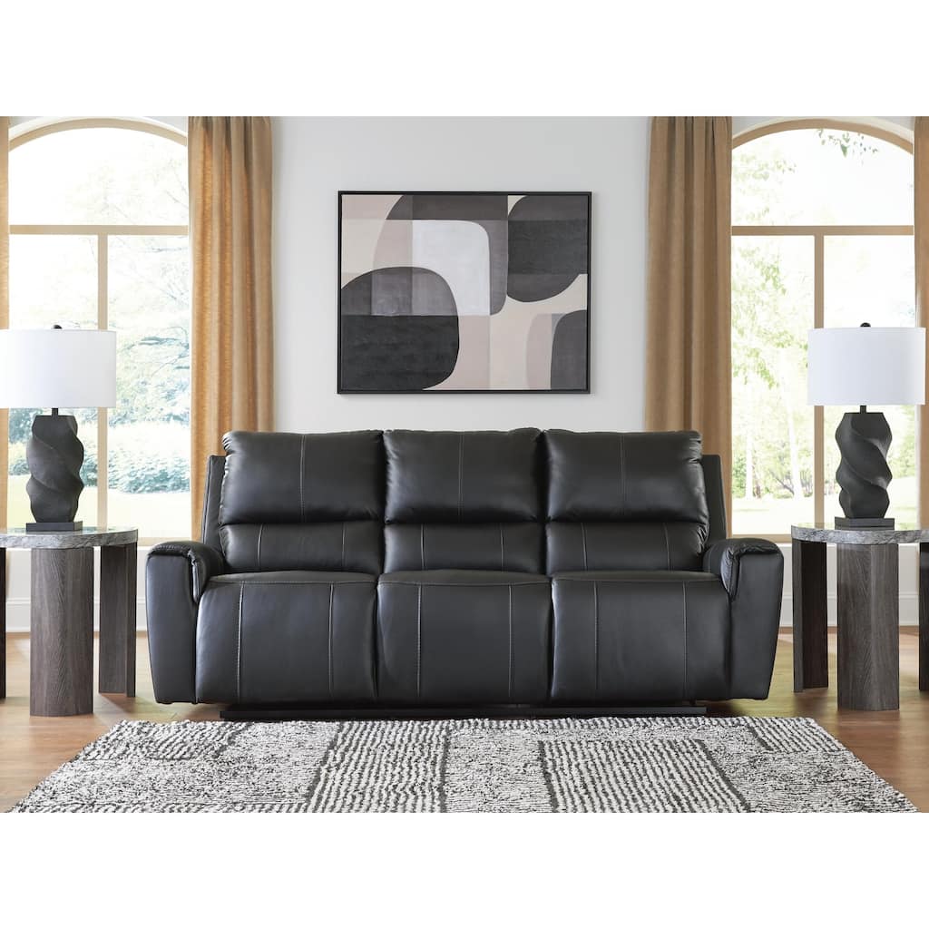 Signature Design by Ashley Glassmere Black Reclining Sofa - 84" W x 40" D x 40" H