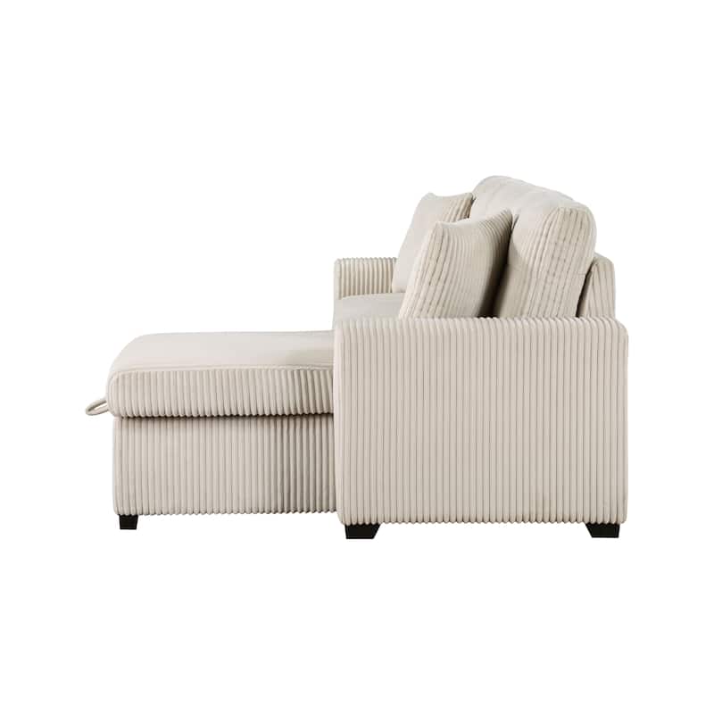 Jessenia Corduroy 3-Piece Reversible Sectional with Pull-out Bed