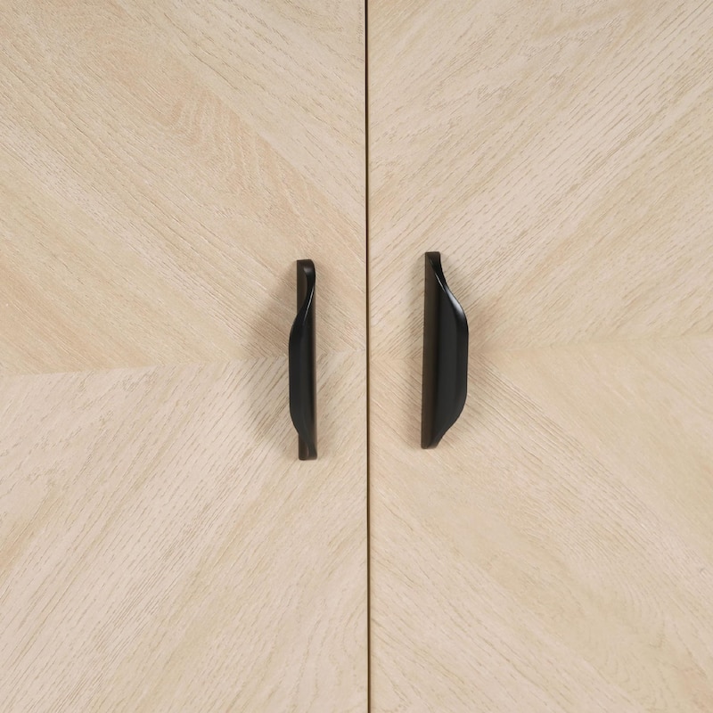 Homy Casa Herringbone Accent Cabinet, Adjustable Shelf, Living Sideboard