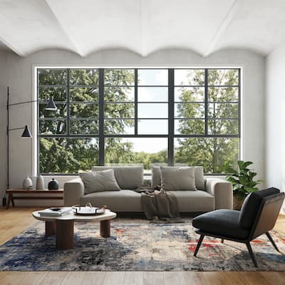 EXQUISITE RUGS Laureno Hand-knotted Bamboo Silk Blue/Grey Area Rug