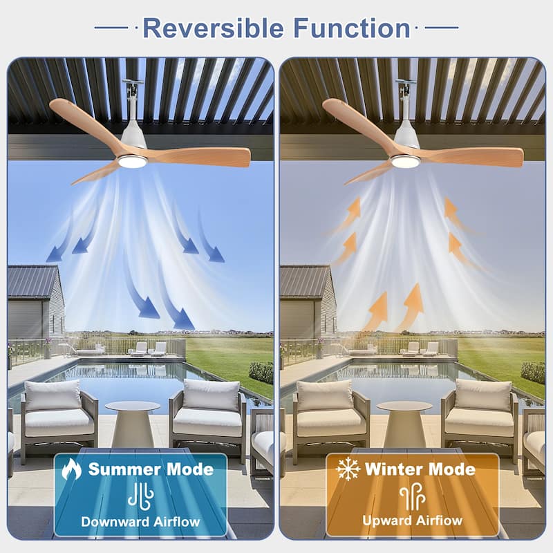 Waterproof Outdoor Ceiling Fan with Light: Plug-in Hanging Fan, Remote App Control, 3CCT, 6-Speed