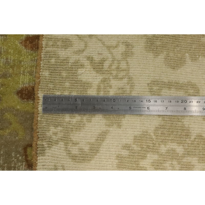 Hand-knotted Transitional Silk Carpet Green Oushak Rug Geometric Oriental Area Rug - 8' 0'' X 4' 11''