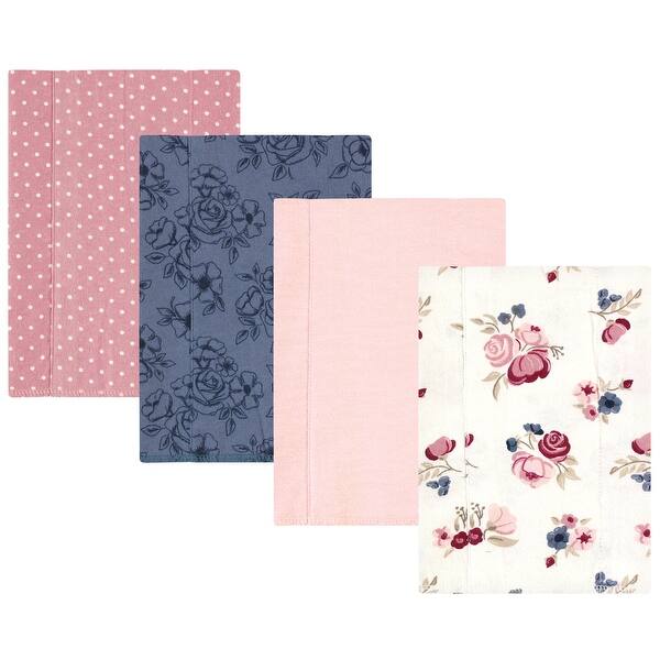 slide 1 of 1, Hudson Baby Infant Girl Cotton Flannel Burp Cloths, Dusty Rose Floral 4-Pack, One Size - Dusty Rose Floral 4-Pack - One Size