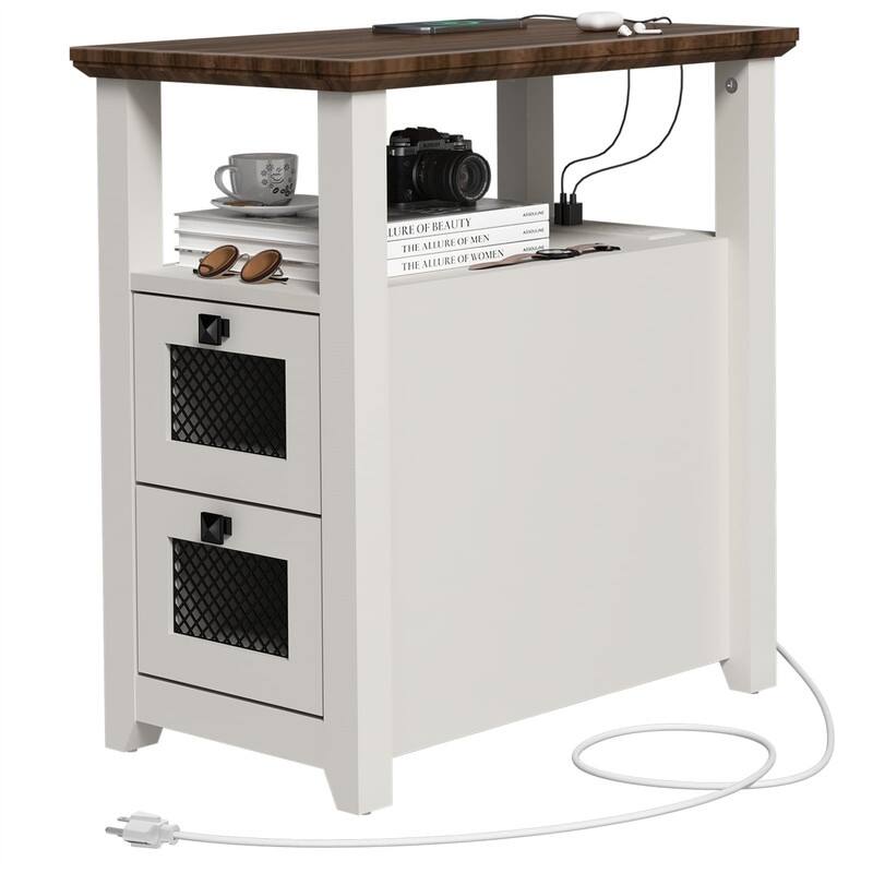 End Table with Charging Station - 13.78"D x 23.6"W x 24.8"H