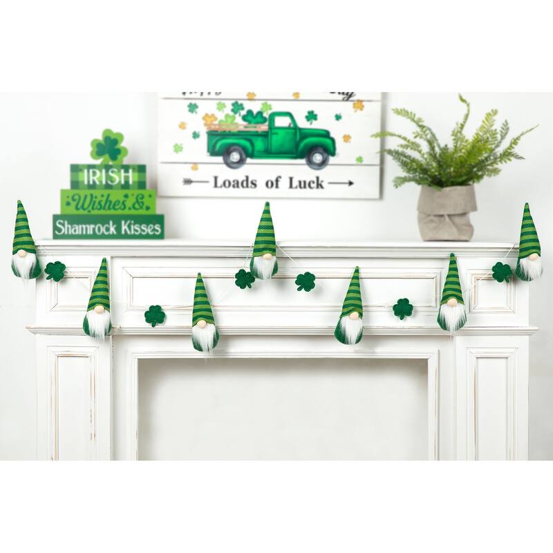 Glitzhome 72"L St. Patrick's Day Holiday Shamrocks Garland