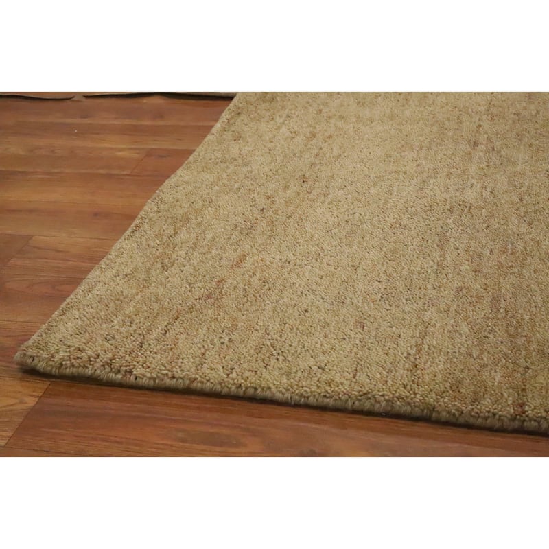 Hand Knotted Oriental 100% Wool Carpet Modern Solid Brown Gabbeh Area Rug - 11' 5'' X 8' 2''