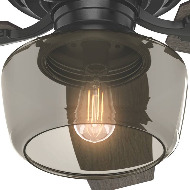 Hunter 52" Bennett Low Profile Ceiling Fan with Globe LED Light Kit and Handheld Remote