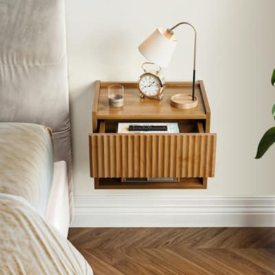 Modern Wall-Mounted Floating Nightstands with Drawer and Open Shelf (Set of 2)