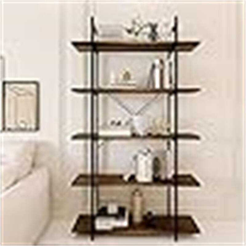 5 Tiers Bookshelf Organizer Industrial Shelf - 10.8"D x 31.5"W x 62"H - 10.8"D x 31.5"W x 62"H - Rustic Brown