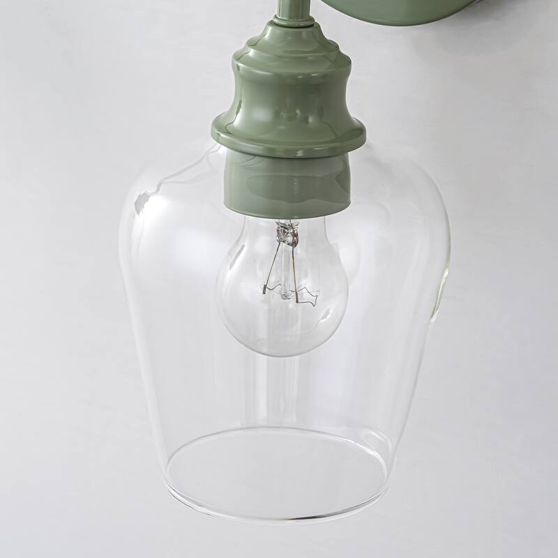 3-Light Modern Mint Green Bathroom Vanity Light with Clear Glass Shades - Retro Wall Sconce for Bathroom Mirror - 3 Light