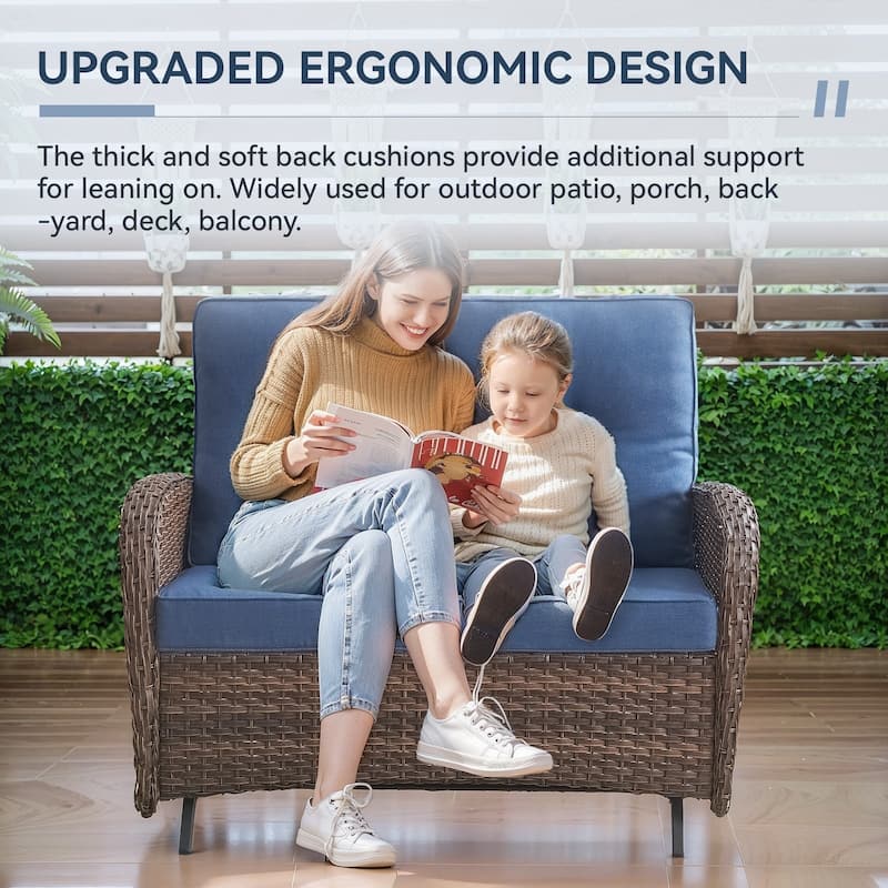 Gymojoy Outdoor Wicker Patio Furniture Loveseat Glider Set