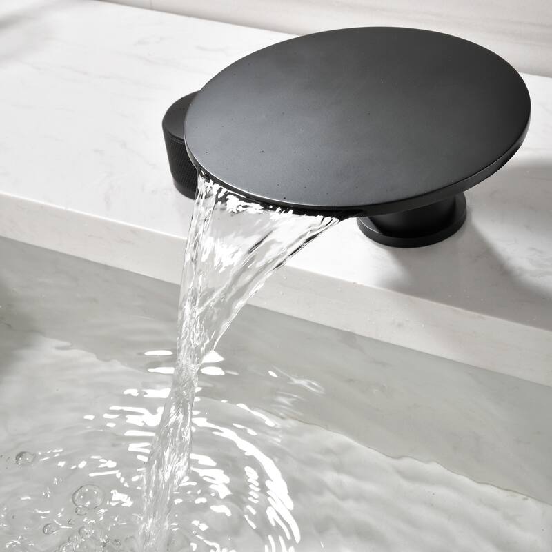 8 Inch Widespread Bathroom Faucet 3 Holes Brass Modern Matte Black Waterfall Bathroom Sink Basin Faucets