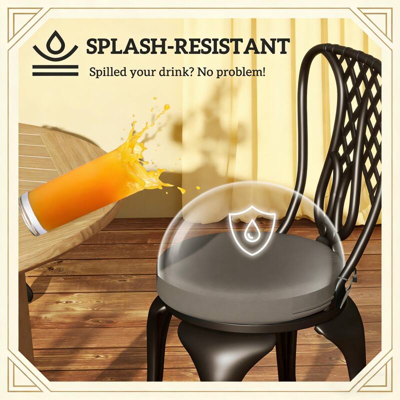 GDFStudio - Round Outdoor Bistro Chair Cushions with Foam Padding ( Set of 4 )