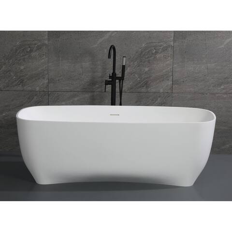 67" White Matte Solid Surface Resin Bathtub