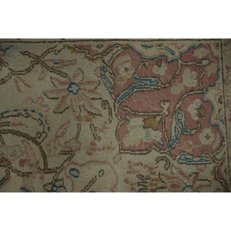 Hand Knotted Oriental 100% Wool Carpet Transitional Floral Beige & Ivories Anatolian Area Rug - 9' 2'' X 5' 3''