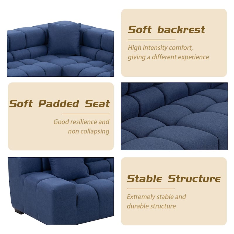 L Shaped Large Upholstered Fabric Couch Sectional Sleeper Sofa with Ottoman