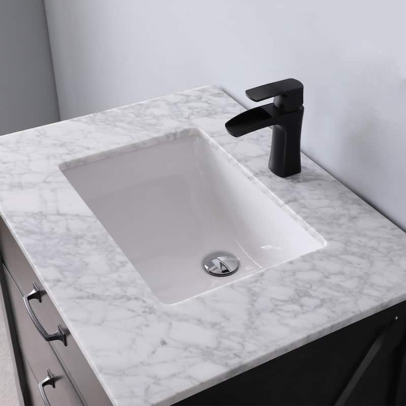 Altair Maribella Single Bathroom Vanity Set and Carrara White Countertop without Mirror