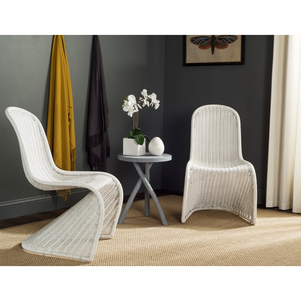 SAFAVIEH Baukje Grey Wicker Dining Chair (Set of 2) - 19Wx26Dx35H