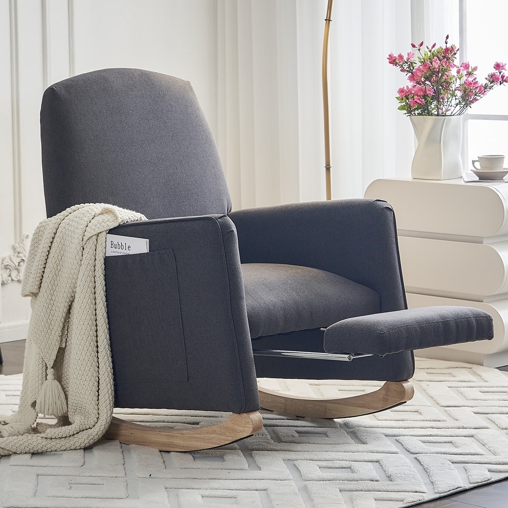 Nursery Rocking Chair With Adjustable Footrest