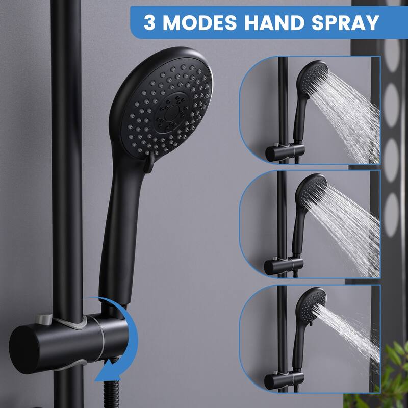 Wall-Mounted Tub and Shower Faucet Set with 3-Function Handheld Shower And Adjustable Slide Bar