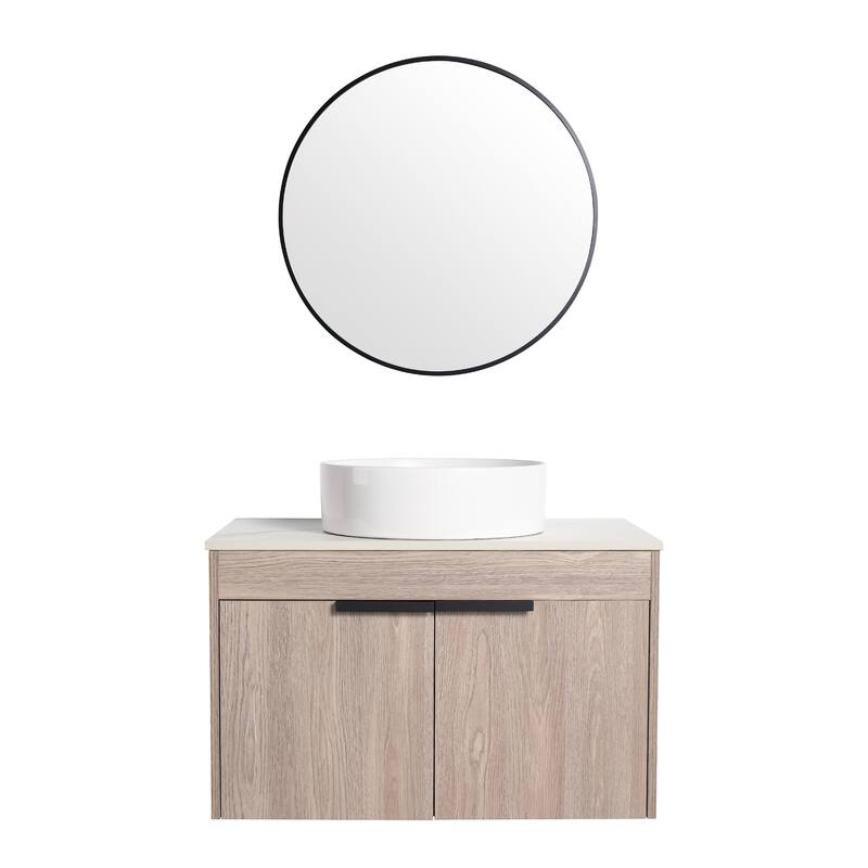 Compact 24-Inch Bathroom Vanity Cabinet with Premium Hardwood Construction, No Ceramic Basin