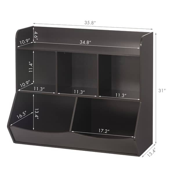 dimension image slide 3 of 4, UTEX Toy Storage Organizer with Bookcase for Books,Toys