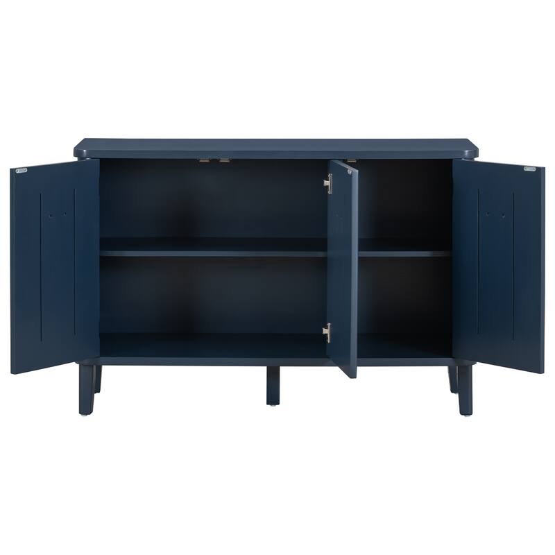 Modern Solid Wood Cabinet with Three Acacia Solid Doors and Adjustable Shelves Ideal for Living Room, Study, Corridor