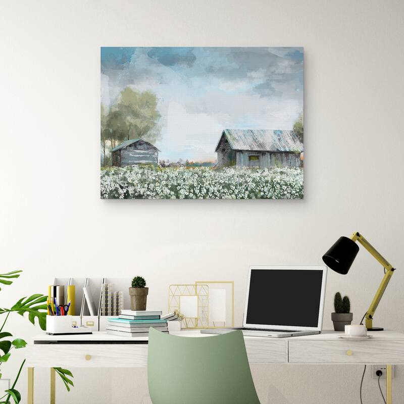 Blue Barn Crop by Studio Arts Canvas Art Print