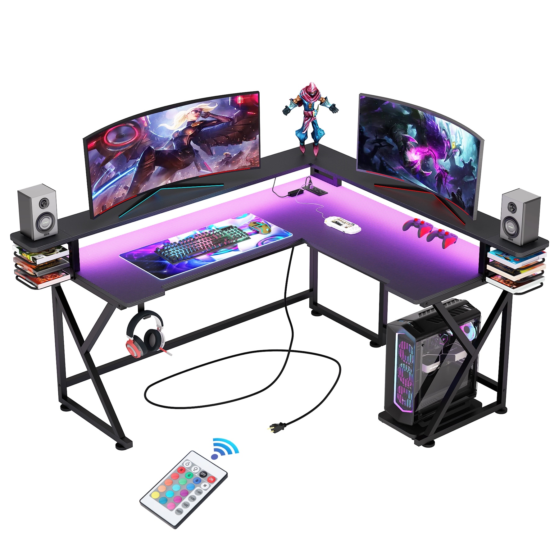 51 Large Carbon Fiber Gaming Desk L-Shaped Monitor Stand - Pink – Motpk  Game