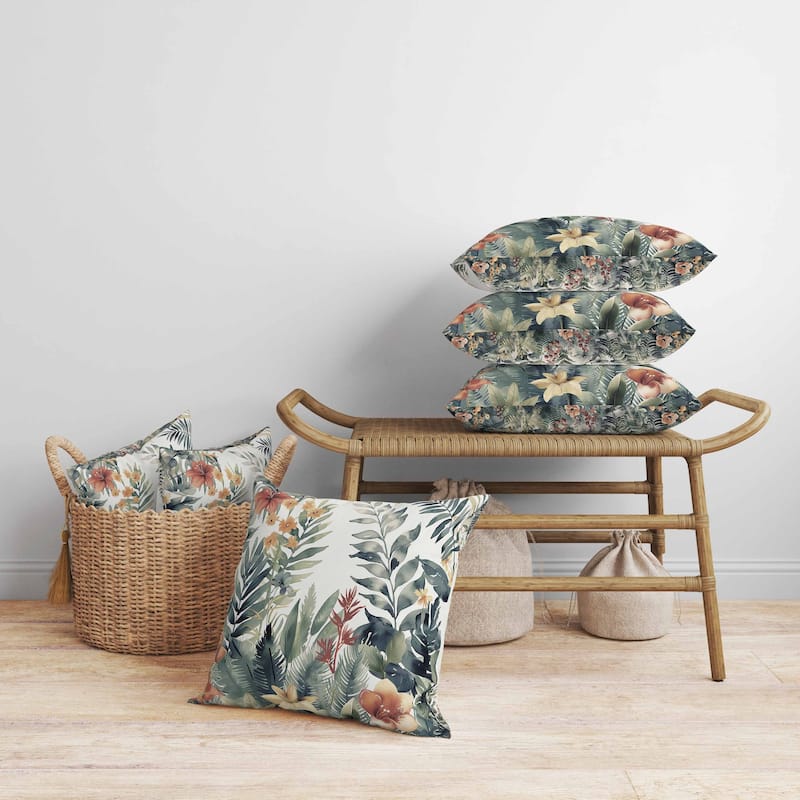 Rainforest Dream Faux Suede Reversible Throw Pillow Green and Rust