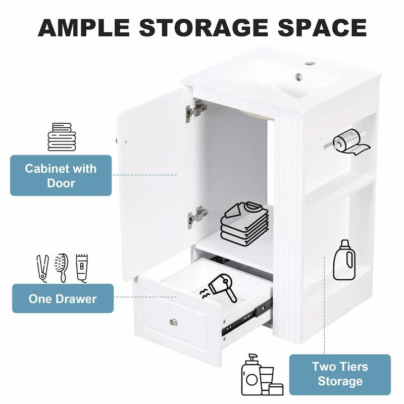 20" Freestanding Bathroom Vanity with Ceramic Sink