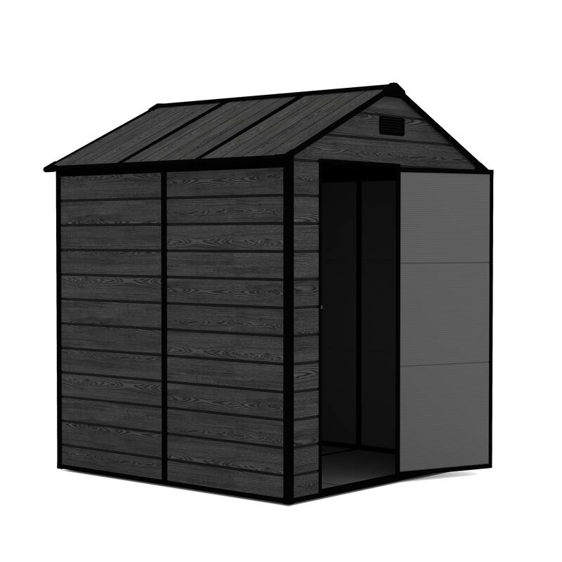 6*6ft Resin Storage Shed, High Quality Pp Material, Waterproof, Rust And Uv Proof, Large Storage Space, 12mm Thick Pp Board