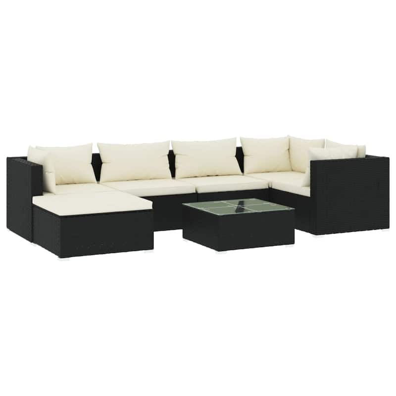 vidaXL Patio Lounge Set Outdoor Sectional Sofa Set Table Garden Poly Rattan - 27.6" x 27.6" x 23.8"