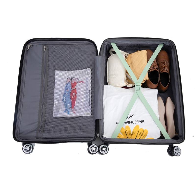 3 Piece Luggage Sets with Double Spinner Wheels and TSA Lock, Expandable Durable PC Hardside Lightweight Suitcase for Men Women